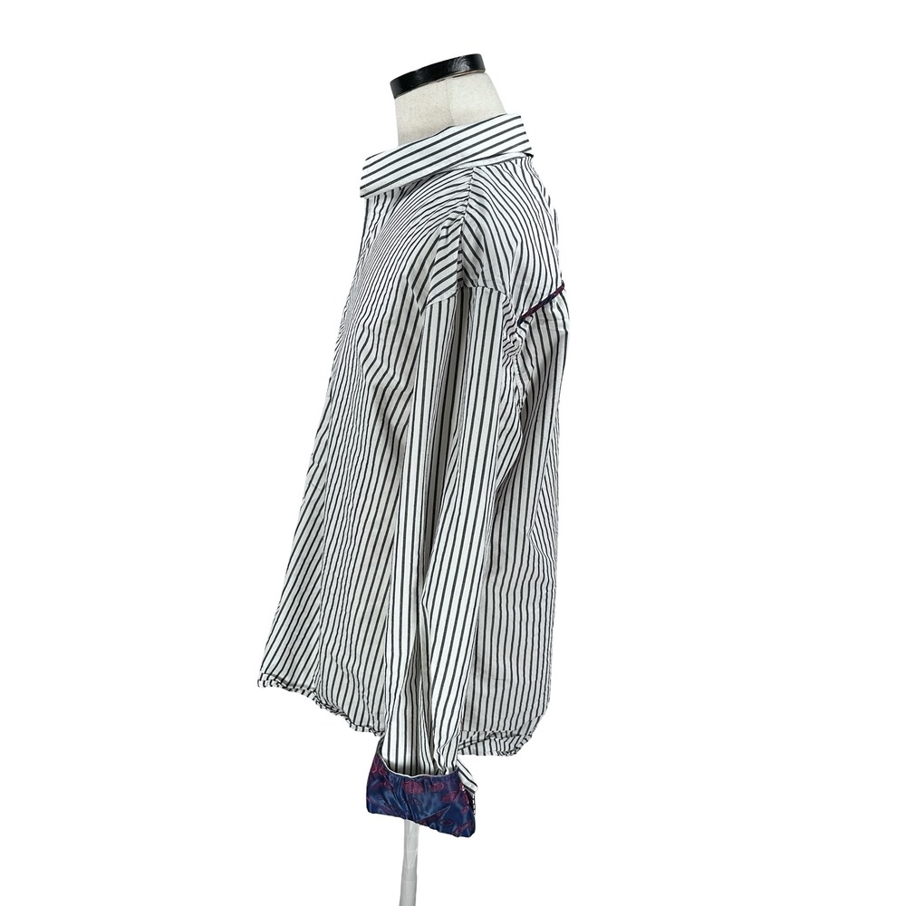 Scott Weiland Collection Mens Striped Button Shirt Flip Cuff Paisley White 3XL - Picture 3 of 12